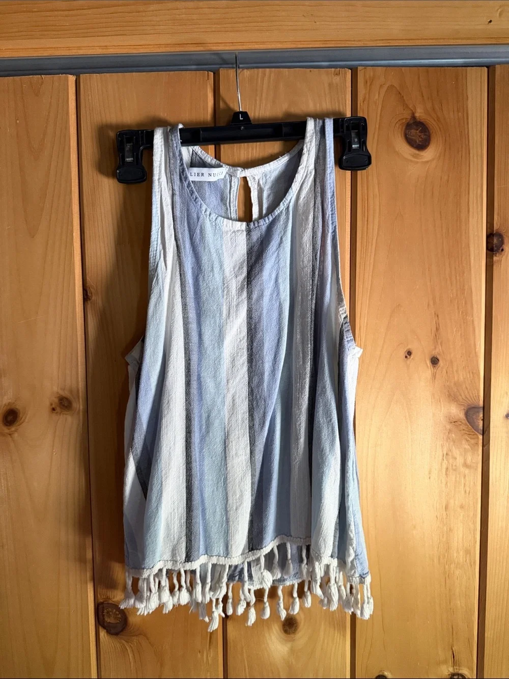 Light Blue Striped Cotton Tassel Matching Set